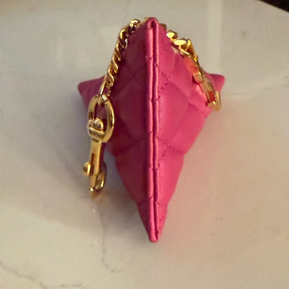 Saint Laurent‎ YSL Quilted Mini Pouch Charm Pink Leather Gold Chain - Picture 7 of 9